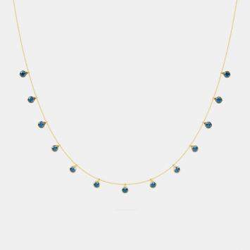 Pre Owned 14K 13 Blue Lab Grown Diamond Stone 18" Bezel Pendant Neckalce (2.75 Ctw)