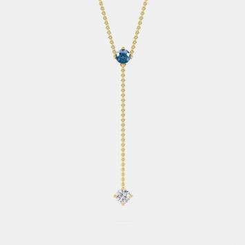 Pre Owned 14K Blue Wt 2 Stone 18" Lab Grown Diamond Pendant (0.40 Ctw)