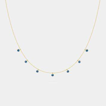 Pre Owned 14K 7 Blue Lab Grown Diamond Stone  18" Pendant (1.50 Ctw)