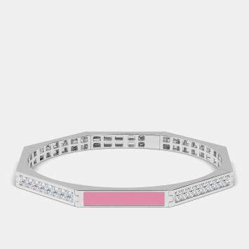 Pre Owned Silver & Ceramic Octagon Shaped Alternating Hinged Bangle