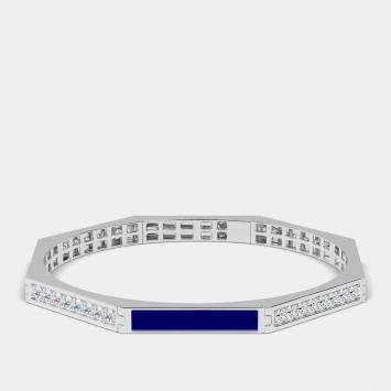 Pre Owned Silver & Ceramic Octagon Shaped Alternating Hinged Bangle