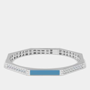 Pre Owned Silver & Ceramic Octagon Shaped Alternating Hinged Bangle