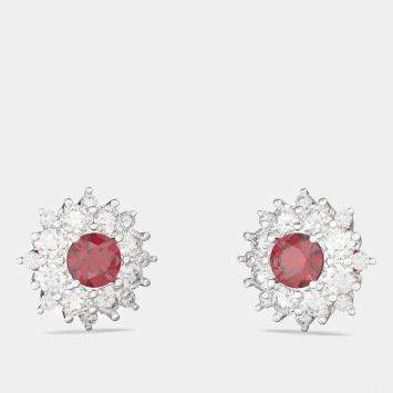 Pre Owned 925 Sterling Silver Flower Color & Lab Grown Diamond Stud Earrings