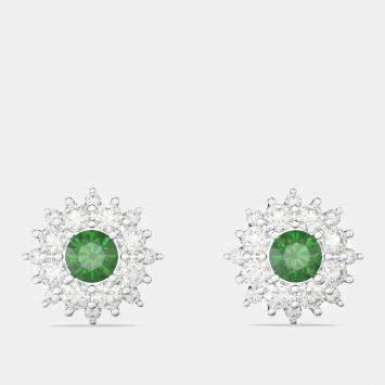 Pre Owned 925 Sterling Silver Flower Color & Lab Grown Diamond Stud Earrings