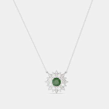 مملوكة مسبقًا 925 Sterling Silver Flower Color & Lab Grown Diamond Pendant