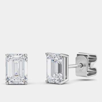 Pre Owned 14K Solitaire Lab Grown Diamonds Earrings (1/2 Ctw)