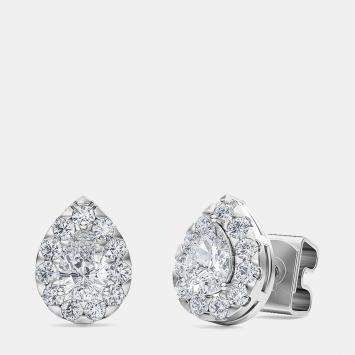 Pre Owned 14K 1/6 Ctr Halo Earrings (1/2 Ctw)