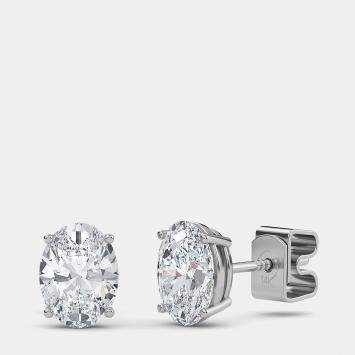 Pre Owned 14K Oval Solitaire Earrings (1 1/2 Ctw)