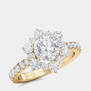 Pre Owned 14K Starburst Halo Ring (2Ctw)