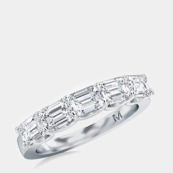 Pre Owned 14K Emerald Cut 5 Lab Grown Diamond Band (3/4 Ctw)