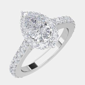 Pre Owned 14K Halo Bridal Ring (2.00 Ctw)