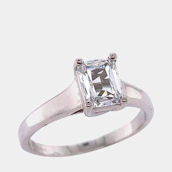 Pre Owned 14K Emerald Cut Plain Solitaire Ring (1 Ctw)