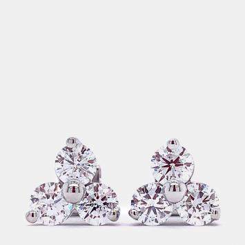 Pre Owned 10K 3 Stone Clover Cluster Earrings (1 Ctw)