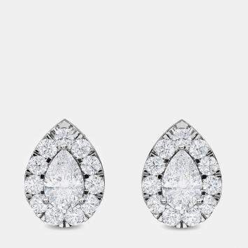 Pre Owned 14K Halo Earrings (1.5 Ctw)