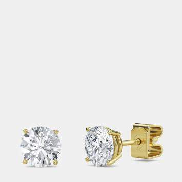 Pre Owned 14K Round Four Prong Basket Solitaire Earrings (1/3 Ctw)