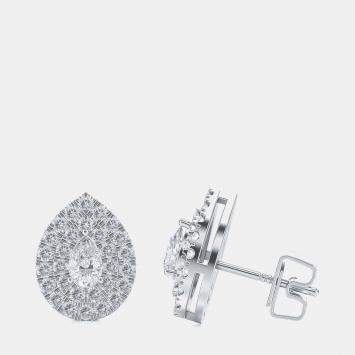 Pre Owned 14K Double Halo Earrings (1 ctw)