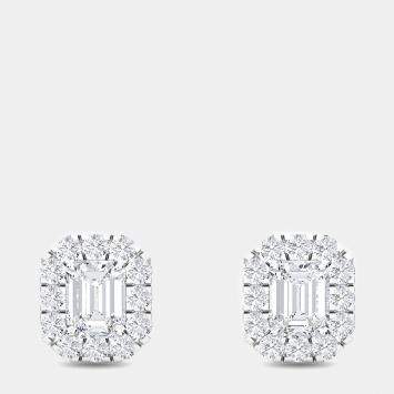 Pre Owned 14K Halo Lab Grown Diamonds Earrings (1/2 ctw)