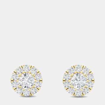 Pre Owned 14K Halo Round Earrings (1/2 ctw)