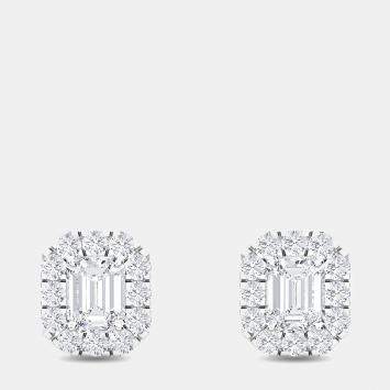 Pre Owned 14K Halo Lab Grown Diamonds Earrings (1 ctw)