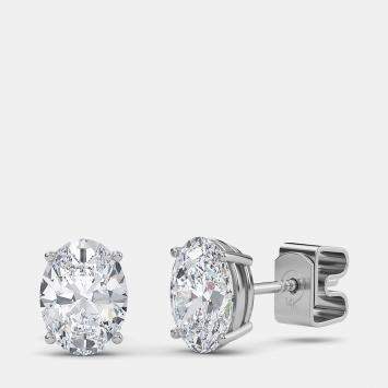 Pre Owned 14K Oval Solitaire Earrings (2 ctw)