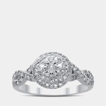 14K White Gold Round Cut Halo Ring (1.0ctw) US 7