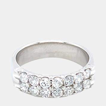 Pre Owned 14K Double Row Machine Lab Grown Diamonds Set Band (1ctw) US 7