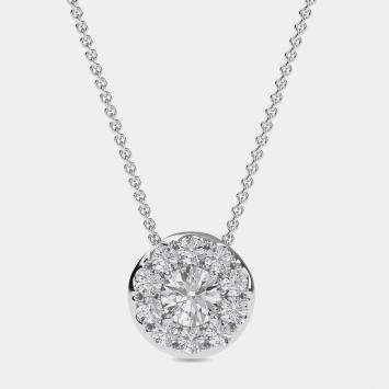 Pre Owned 14K Halo Lab Grown Diamonds Pendant (1/2 ctw)