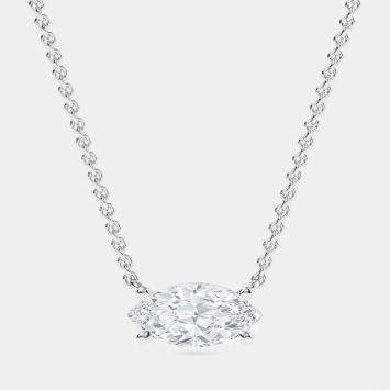 Pre Owned 14K Solitaire Marquise Sideways Lab Grown Diamonds Pendant (3/4 ctw)