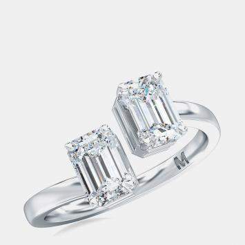 Pre Owned 14K Two Stone Solitaire Ring Set (1 ctw) US 7