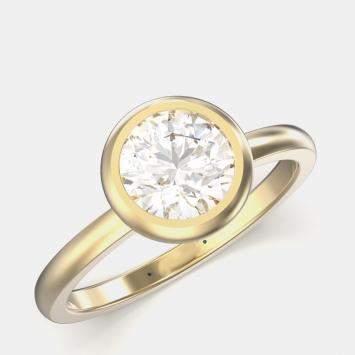 Pre Owned 14K Round Bezel Round Lab Grown Diamonds Solitaire Ring (1.00 ctw) US 7