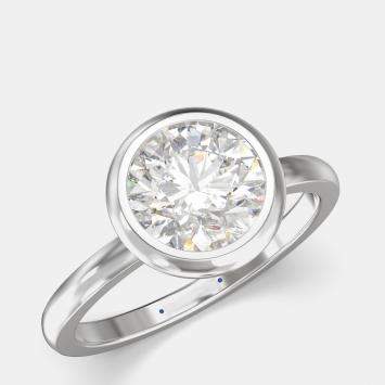 مملوكة مسبقًا 14K White Gold Bezel Set Round Solitaire Ring (1.50 ctw) US 7