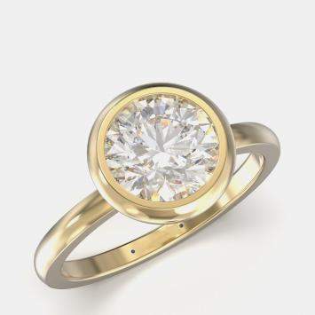 Pre Owned 14K Yellow Gold Bezel Set Round Solitaire Ring (1.50 ctw) US 7