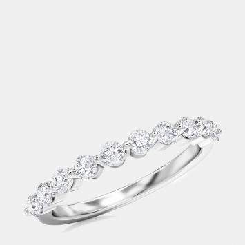 Pre Owned 14K White Gold Round 10 Stones Band (1/2 ctw) US 7