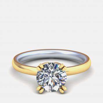 Pre Owned 14K Round Two Tone Solitaire Ring (1.25 ctw) US 7