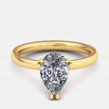 مملوكة مسبقًا خاتم سوليتير بلونين 14 قيراط بشكل كمثرى (إجمالي وزن 1.5 قيراط) مقاس الولايات المتحدة 7