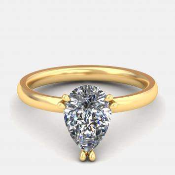 Pre Owned 14K Pear Two Tone Solitaire Ring (2 ctw) US 7