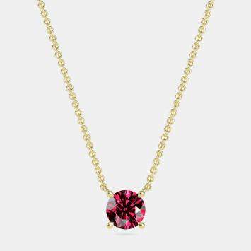 10K Round Created Ruby Birthstone Solitaire Pendant (2.00 ctw)