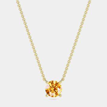 10K Round Created Citrine Birthstone Solitaire Pendant (2.00 ctw)