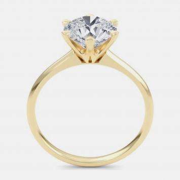 Pre Owned 8.00 Ct Round Plain 6 Prongs 14K Yellow Gold Lab Grown Diamond Solitaire Ring US 6