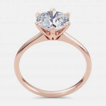Pre Owned 4.00 Ct Round Plain 6 Prongs 14K Rose Gold Lab Grown Diamond Solitaire Ring US 6