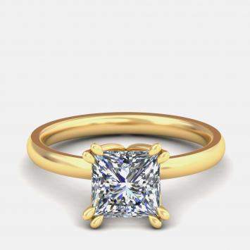 Pre Owned 7.00 Ct Princess 14K Flower Basket Solitaire Ring US 6
