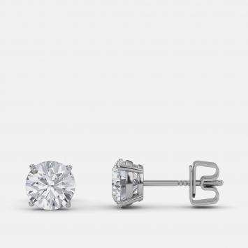 Pre Owned 5.00 Ct Round 14K White Gold Lab Grown Diamond Solitaire 4 Prong Earrings
