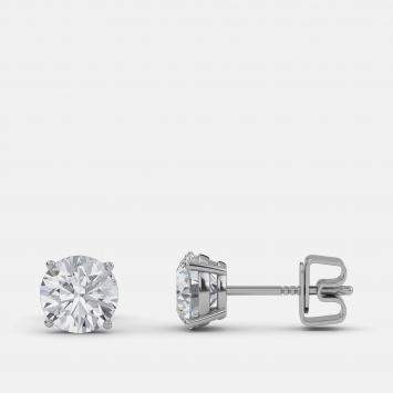 Pre Owned 6.00 Ct Round 14K White Gold Lab Grown Diamond Solitaire 4 Prong Earrings