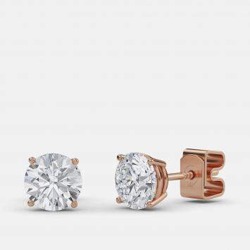 Pre Owned 7.00 Ct Round 14K Rose Gold Lab Grown Diamond Solitaire 4 Prong Earrings