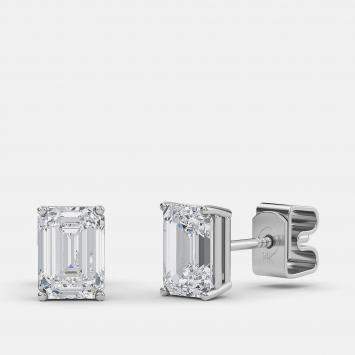 Pre Owned 7.00 Ct Emerald 14K White Gold Lab Grown Diamond Solitaire 4 Prong Earring