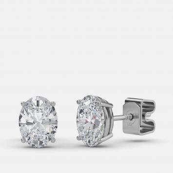 Pre Owned 8.00 Ct Oval 14K White Gold Lab Grown Diamond Solitaire 4 Prong Earring
