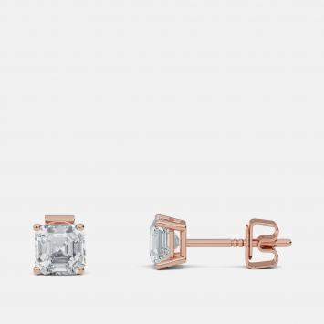 Pre Owned 6.00 Ct Asscher 14K Rose Gold Lab Grown Diamond Solitaire 4 Prong Earring