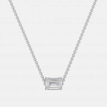 Pre Owned 5.00 Ct Emerald 14K White Gold Lab Grown Diamonds Solitaire 4 Prong Pendant