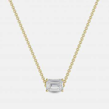 Pre Owned 5.00 Ct Emerald 14K Yellow Gold Lab Grown Diamonds Solitaire 4 Prong Pendant
