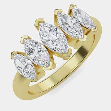 Pre Owned Lab Grown Marquise 5 Diamond Bridal Ring (1 5/8 Ct 14K) US 7